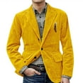thumbnail image 1 of Men's Solid Color Corduroy Warm Pocket Suit Jacket Cardigan with Small Print for Casual and Smart Casual, Men's Casual Suit with Comfort and Style,Yellow,M, 1 of 4