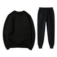 thumbnail image 1 of Men's Solid Color Crew Neck 2-Piece Casual Set - Long Sleeve Pullover & Drawstring Jogger Pants, 1 of 7