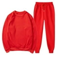 thumbnail image 1 of Men's Solid Color Crew Neck 2-Piece Casual Set - Long Sleeve Pullover & Drawstring Jogger Pants, 1 of 7