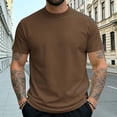 thumbnail image 1 of Men's Solid Color Crew Neck Short Sleeve T-Shirt, Soft Breathable Stretchy Casual Top, Lightweight Comfortable Basic Tee for Daily Wear Gym and Outdoor Activities Coffee L, 1 of 5