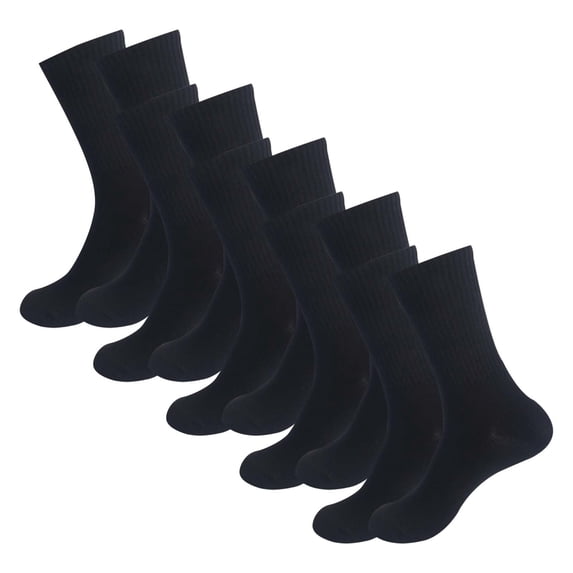 Men's Solid Color Crew Socks Breathable Moisture Wicking Athletic Casual Socks 5 Pairs by Yigetop Black One Size