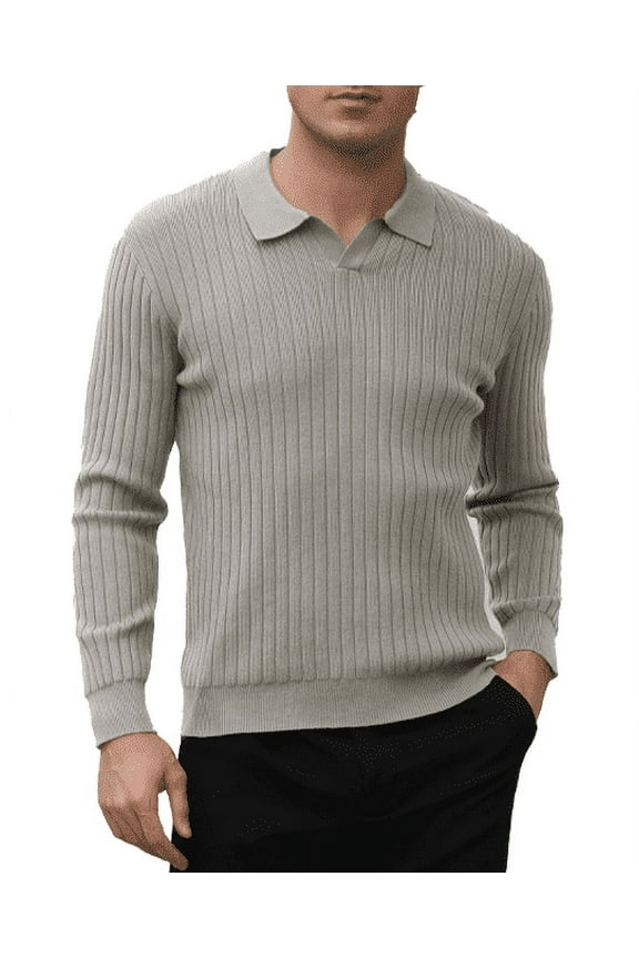 Men's Solid Color Crewneck Sweater, Soft Cotton Blend Long Sleeve Knit Pullover, Lightweight Casual Winter Thermal Top for Business, Office, Daily Wear