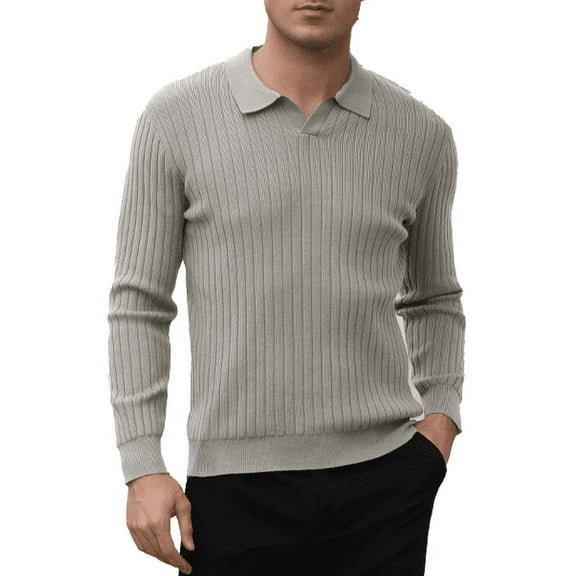 Men's Solid Color Crewneck Sweater, Soft Cotton Blend Long Sleeve Knit Pullover, Lightweight Casual Winter Thermal Top for Business, Office, Daily Wear