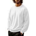 thumbnail image 1 of Men's Solid Color Crewneck Sweatshirt Casual Thermal Long Sleeve Pullover Fall Winter Warm Fashion Tops Royal Blue 2XL, 1 of 6