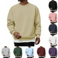 thumbnail image 1 of Men's Solid Color Crewneck Sweatshirt, Long Sleeve Cotton Casual Pullover for Everyday Wear, Minimalist Style,Black,L, 1 of 5