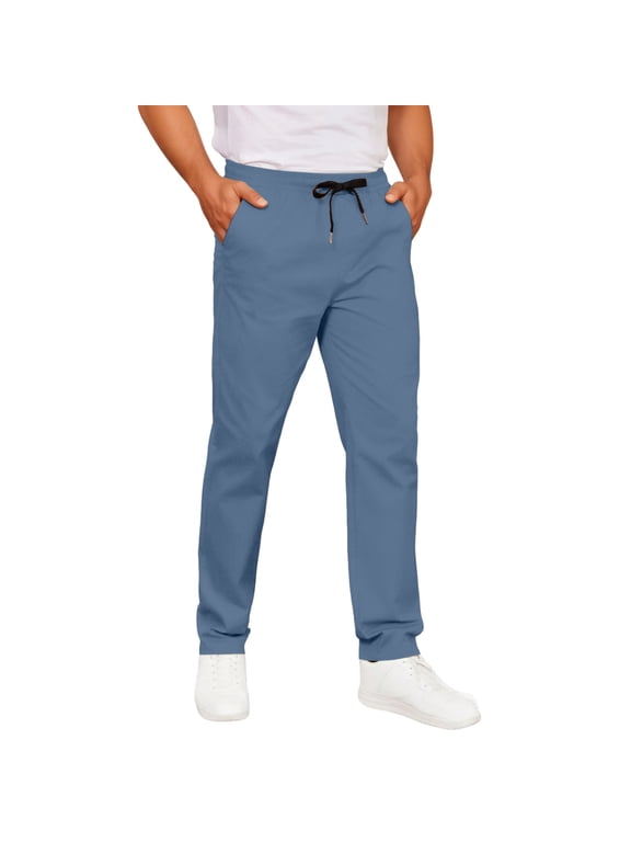 Men's Solid Color Drawstring Elastic Waist Pocket Casual Trousers For Daily Wear