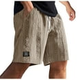 thumbnail image 1 of Men's Solid-Color Drawstring Shorts Daily Jacquard Texture Waffle Embroidered Casual Short With Pockets, 1 of 5