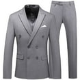 thumbnail image 1 of Men's Solid Color Dress Suits 2 Piece Double Breasted Tuxedo Suit Slim Fit Wedding Party Dress Formal Party Homecoming Suits, 1 of 6