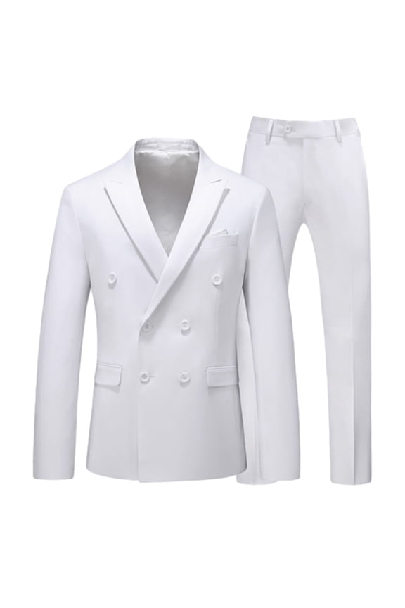 Men's Solid Color Dress Suits 2 Piece Double Breasted Tuxedo Suit Slim Fit Wedding Party Dress Formal Party Homecoming Suits