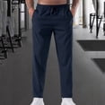 thumbnail image 1 of Men's Solid Color Elastic Waist Casual Pants with Drawstring and Pockets, 1 of 5