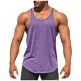 thumbnail image 1 of Men's Solid Color Elasticity Sports Tank Top Cotton Round Neck Stringer Tank Tops Y-Back Gym Fitness Workout Training Running T-Shirts Athletic Top, 1 of 5