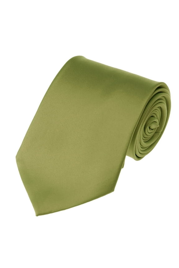 Men's Solid Color Extra Long XL Necktie, Olive Green