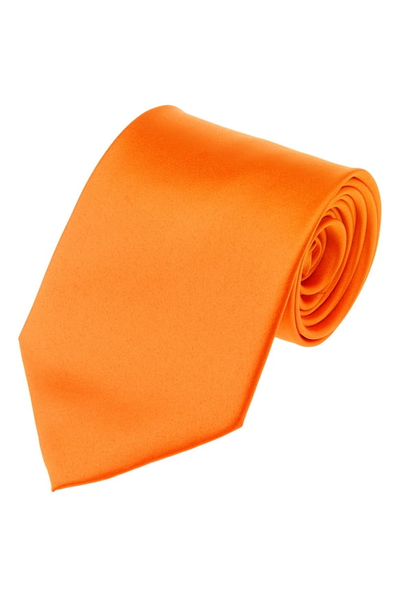 Men's Solid Color Extra Long XL Necktie, Orange