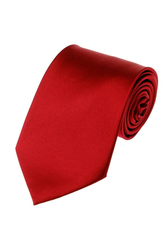 Men's Solid Color Extra Long XL Necktie, Red