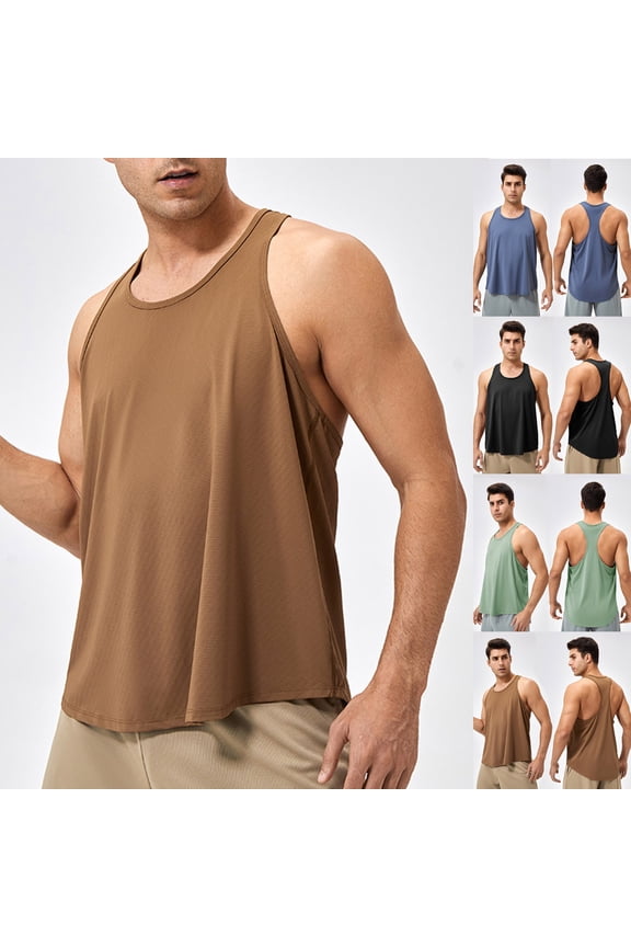 Men's Solid Color Fitness Tank Top Muscle Tee Singlet for Gym Workout Training Casual Streetwear Summer Athletic Apparel | AESTIVO,Black 2XL