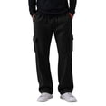 thumbnail image 1 of Men's Solid Color Fleece Cargo Sweatpants Loose Fit Wide Leg Sweats with Pockets, 1 of 8