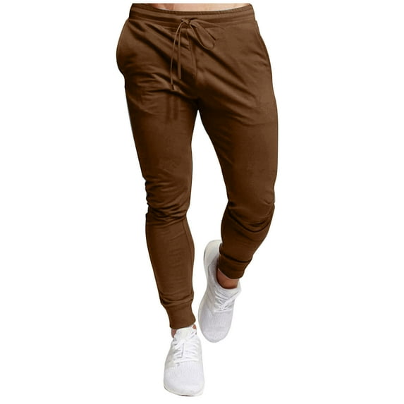 Men's Solid Color Fleece Lined Athletic Jogger Sweatpants Casual Running Sports Pants Plus Size Fall Winter