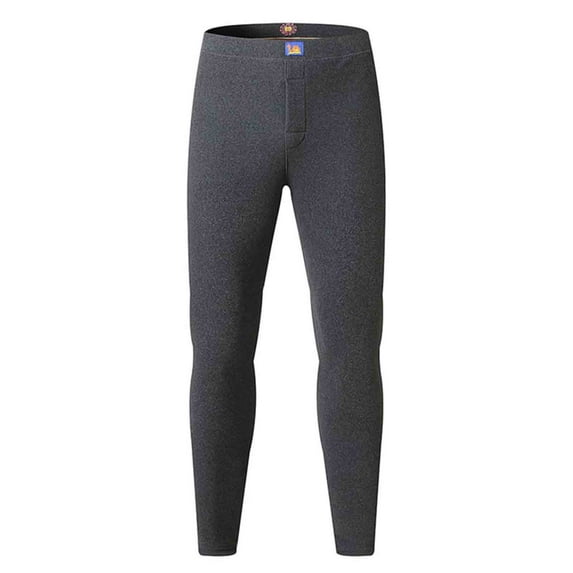 Men's Solid-Color Fleece-Lined Pants Stretch Thermal Slim-Fit Cold-Resistant Thickened Base Layer Pants