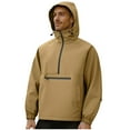 thumbnail image 1 of Men's Solid Color Half Zip Waterproof Jacket Long Sleeve Loose Lightweight Casual Hooded, 1 of 7