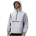 thumbnail image 1 of Men's Solid Color Half Zip Waterproof Jacket Long Sleeve Loose Lightweight Casual Hooded, 1 of 7