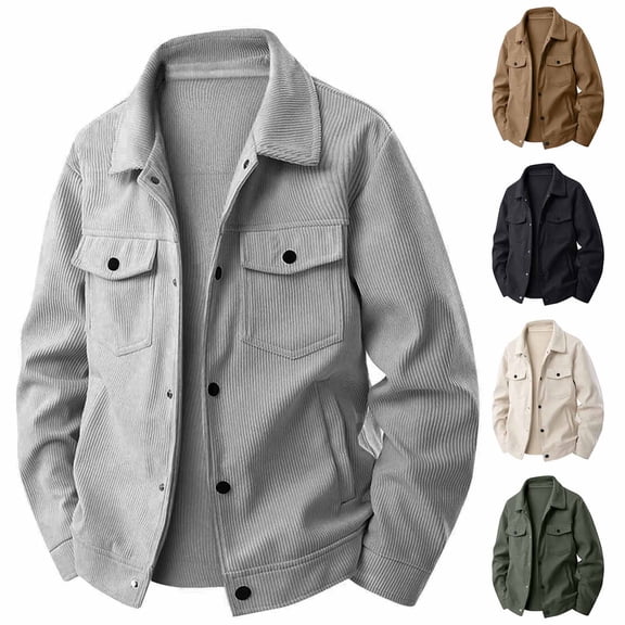 Men's Solid Color Jacket with Retro Trend Casual Versatile Lapel - Workwear Top for Spring and Autumn Fashion, Outdoor Hiking, and Daily Wear, Ideal for Gifts,Beige,XL