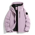 thumbnail image 1 of Men's Solid Color Jacket Trendy Long Sleeve Lightweight Hooded Windbreaker with Multi Pockets Fall 2025 Coat (3XL, Purple), 1 of 9