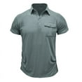 thumbnail image 1 of Men's Solid Color Lapel Button Pocket Short Sleeve Top T-shirt Short Sleeve Turndown Collar Blouse Mens T Shirts Cropped Tshirt Christian Shirts For Men, 1 of 4