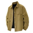 thumbnail image 1 of Men's Solid Color Lapel Shirt Loose Single Breasted Blouse Casual Long Sleeve Thin Jacket with Flap Pockets, 1 of 5
