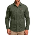 thumbnail image 1 of Men's Solid Color Long Sleeve Cargo Shirts Breathable Lightweight UPF 50 Sun Protection Button Down Lapel Collar Multi Pocket Tactical Tops, 1 of 6