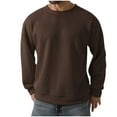 thumbnail image 1 of Men's Solid Color Long Sleeve Crew Neck Sweatshirt Basic Ribbed Knitted Jumper Tops Brown XXL, 1 of 6