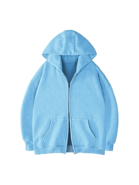 Men's Solid Color Long Sleeve Hooded Double Zipper Cardigan Jacket