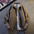 thumbnail image 1 of Men's Solid Color Long Sleeve Jacket with Turn-Down Collar and Button Closure, Casual Outerwear Featuring Pockets, Made of 100% Polyester for Daily Comfort and Versatile Style, 1 of 9