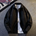 thumbnail image 1 of Men's Solid Color Long Sleeve Jacket with Turn-Down Collar and Button Closure, Casual Outerwear Featuring Pockets, Made of 100% Polyester for Daily Comfort and Versatile Style, 1 of 9
