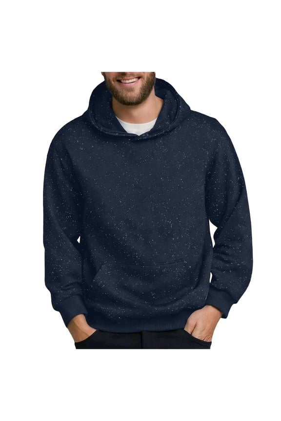 Men's Solid Color Long Sleeved Hooded Sequin Pullover Hoodie Hoodie