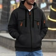 thumbnail image 1 of Men's Solid Color Long Sleeved Hooded Zipper Cardigan With Multiple Pockets Hoodie Top, 1 of 7