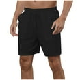 thumbnail image 1 of Men's Solid Color Loose Casual Sports Capris Shorts Half Shorts Pants Soft Leggings High Waist, 1 of 8