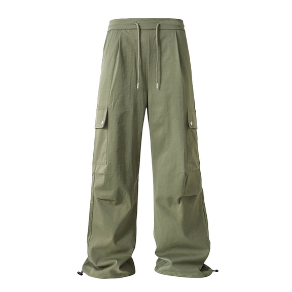 Men's Solid Color Loose Pocket Work Trousers Men's Casual Fashion Work Trousers