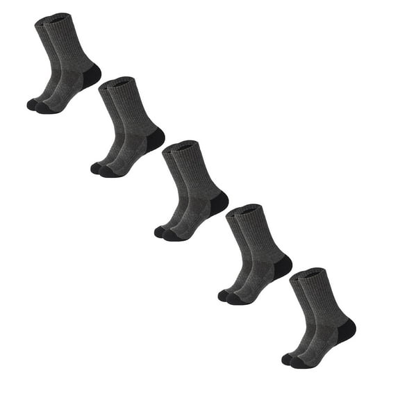 Men's Solid Color Medium Crew Socks, All Season Casual Soft Socks for Daily Wear, Comfortable Ankle Socks for Work, Sports and Leisure Activities, 5-Pack Basic Socks for Men - Black