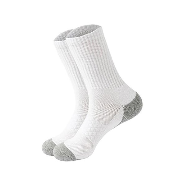 Men's Solid Color Medium Crew Socks, All Season Casual Soft Socks for Daily Wear, Comfortable Ankle Socks for Work, Sports and Leisure Activities, Multi-Pack Basic Socks for Men - White