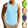 thumbnail image 1 of Men's Solid Color Muscle Tank Top Sleeveless Crewneck Casual Base Layer Tops Summer Fashion Gym Workout Beach Vest Quick Dry Breathable Training Essential | JASKFLY,Beige L, 1 of 9