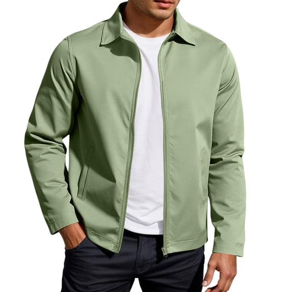 Men's Solid Color Notch Lapel Lightweight Casual Jacket Outdoor Autumn Coat Comfortable Stylish Versatile
