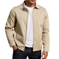 thumbnail image 1 of Men's Solid Color Notch Lapel Lightweight Casual Jacket Outdoor Autumn Coat Comfortable Stylish Versatile, 1 of 5