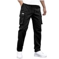 thumbnail image 1 of Men's Solid Color Outdoor Casual Multi Pocket Drawstring Workwear Pants, 1 of 9