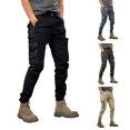 thumbnail image 1 of Men's Solid Color Outdoor Overalls, Casual Tactical Cuff Trousers with Multiple Pockets for Hiking, Workwear and Street Style,Gray,M, 1 of 5