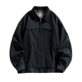 thumbnail image 1 of Men's Solid Color Outdoor Sports Casual Jacket with Pocket & Zipper, Black, Size L, 1 of 5