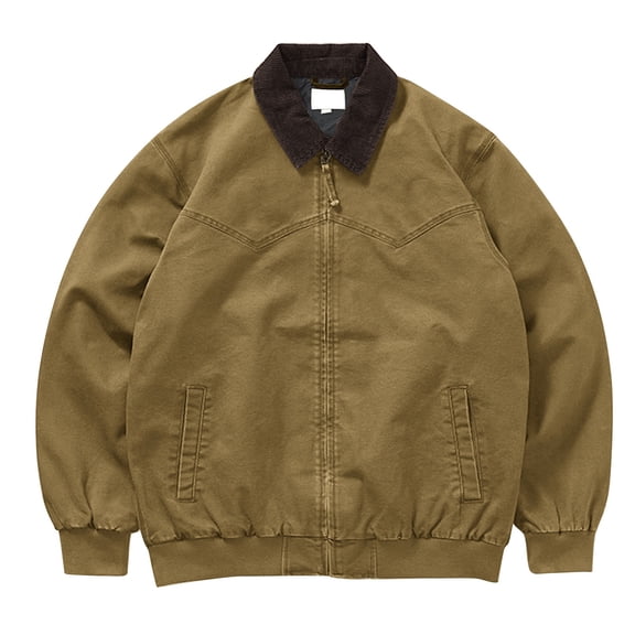 Men's Solid Color Outdoor Sports Casual Jacket with Pocket & Zipper, Brown, Size XL