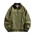 thumbnail image 1 of Men's Solid Color Outdoor Sports Casual Jacket with Pocket & Zipper, Green, Size XXXL, 1 of 5