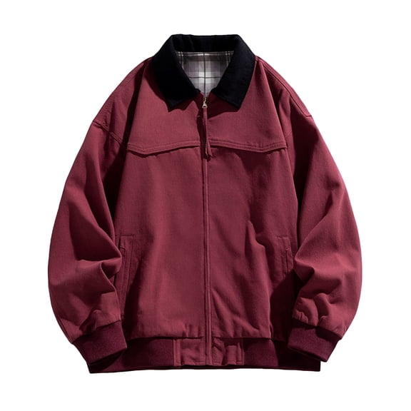 Men's Solid Color Outdoor Sports Casual Jacket with Pocket & Zipper, Red, Size XL