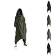 thumbnail image 1 of Men's Solid Color Personality Dark Style Full Body Zipper Long Hooded Sweater Jacket Men Cotton Hooded Sweatshirt, 1 of 7