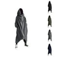 thumbnail image 1 of Men's Solid Color Personality Dark Style Full Body Zipper Long Hooded Sweater Jacket Men Cotton Hooded Sweatshirt, 1 of 8